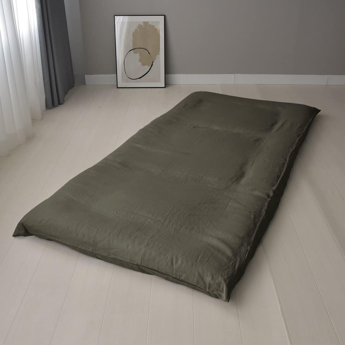 Sleep Tailor Duvet Cover, Single, Made in Japan, 100% Hemp, Linen Duvet Cover, Scandinavian, Stylish, Washable, Washed-out, Skin-friendly, Antibacterial, Odor Resistant, Sheets, French Linen, Lina (Futon Cover, Single, 105x215cm, Olive)