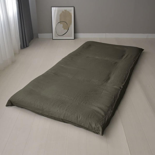 Sleep Tailor Duvet Cover, Single, Made in Japan, 100% Hemp, Linen Duvet Cover, Scandinavian, Stylish, Washable, Washed-out, Skin-friendly, Antibacterial, Odor Resistant, Sheets, French Linen, Lina (Futon Cover, Single, 105x215cm, Olive)