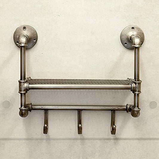 Industrial Gas Pipe Metal Shelf & Hook (GAS PIPE/295A) Key Hook Lock Hanging Garage Wall Shelf Shelf Rack Display Shelf Storage Shelf Iron Antique American Goods American Goods Entrance