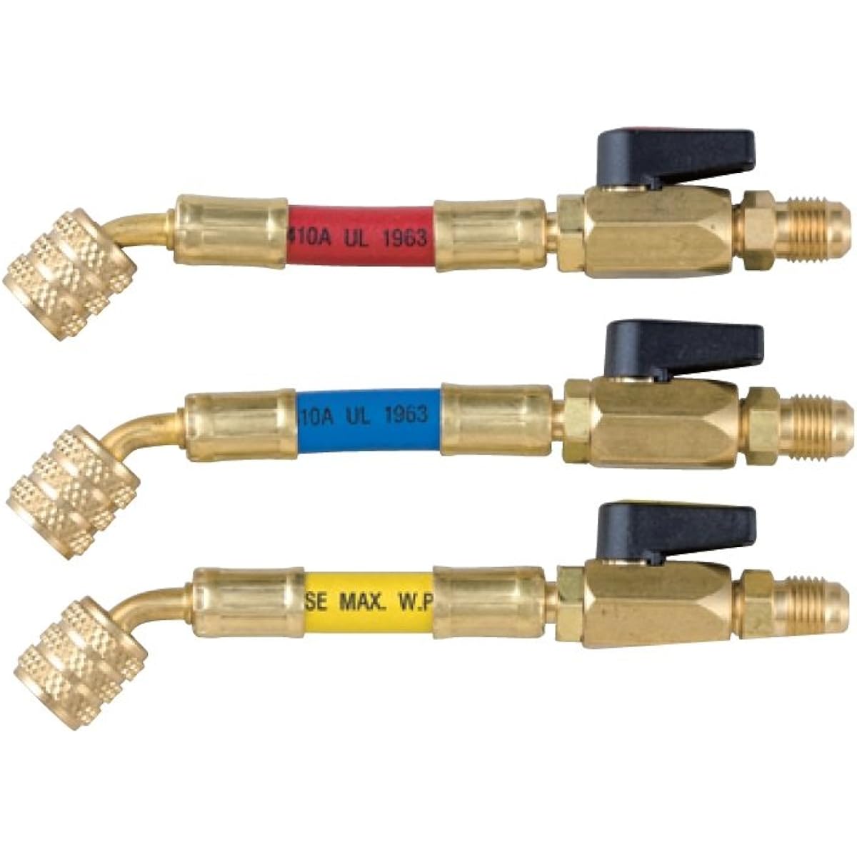 FUSO Charge Hose Hose Adapter with Valve for R410A Red Blue Yellow 3 Piece Set FS-730A