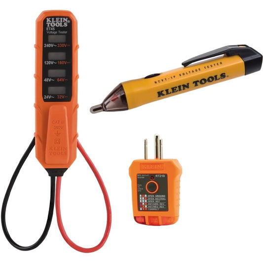 Klein Tools 80097 Tester Kit for Beginner GFCI Outlet and Receptacle Tester Electronic voltage tester Non -contact voltage tester 3 piece red