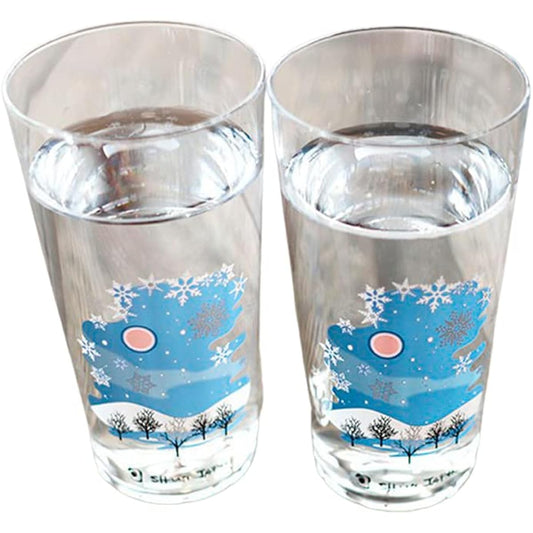 [Temperature in Design] Marumo Takagi Ceramics Cool Snowflake Tumbler Glass Pair Set Snowflake Pattern changes with temperature Gift Cheers Glass Soft drink Midyear gift Gift Changes with temperature Mysterious Magic Present Celebration Winter Christmas
