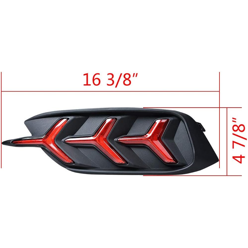 Red Lens Y LED Bumper Ref Lector Lamp 2016-2019-2020 Honda Civic LX EX Touring Sedan Compatible-Tail Brake & Rear Foglight