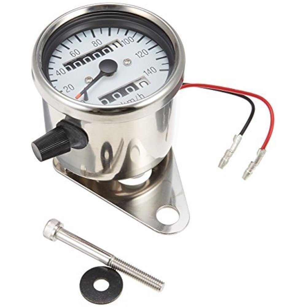 POSH Motorcycle Supplies Valve Backlight Mini Speedometer Mechanical 140km/h Display with Trip White Panel TW200 TW225 SR400 SR500 100014-10