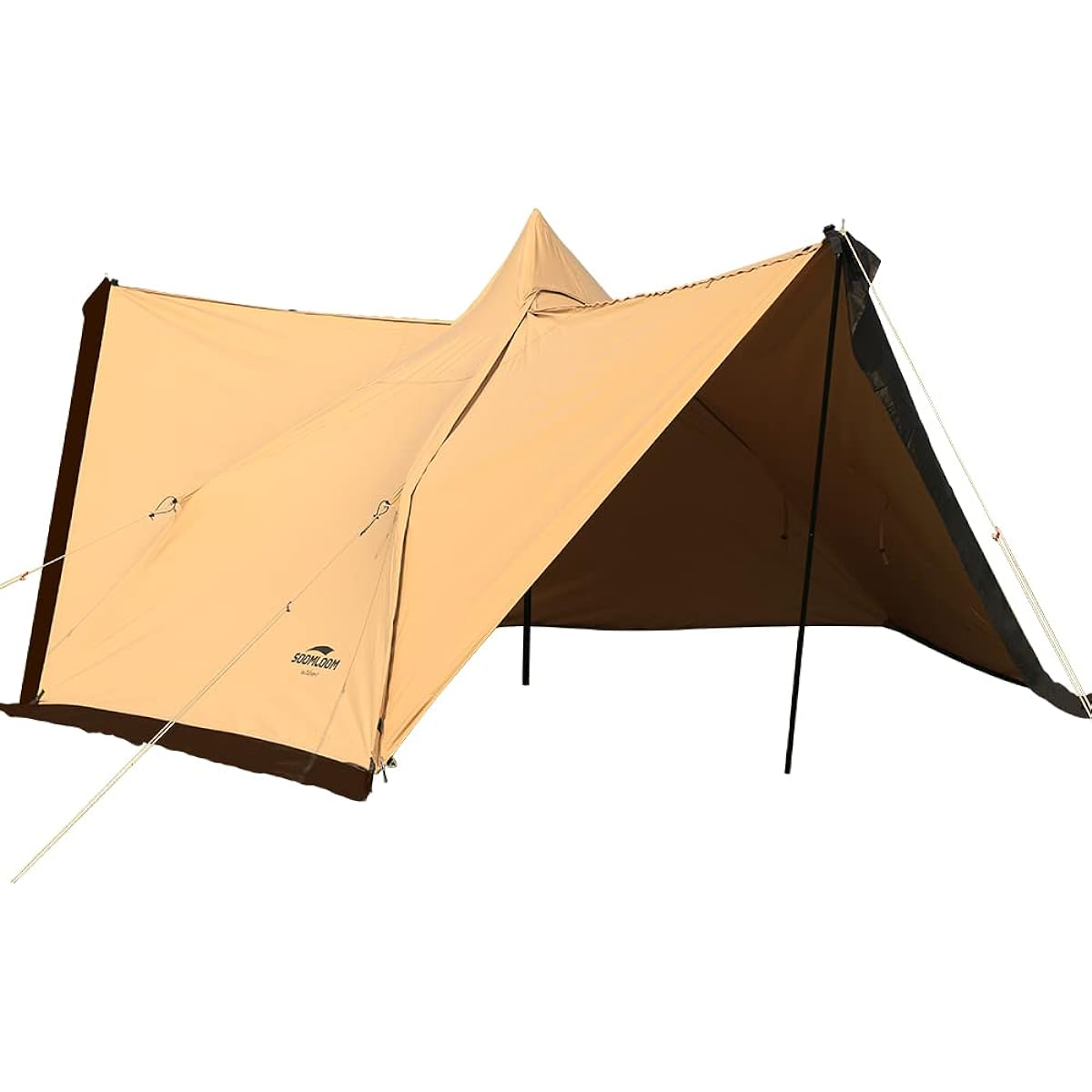 Soomloom two-person tent HAPI 2P, two front and rear entrances, bonfire allowed, polycotton TC material, Fireplace, heat shielding/fire resistance/water resistance, sunshade/outdoor