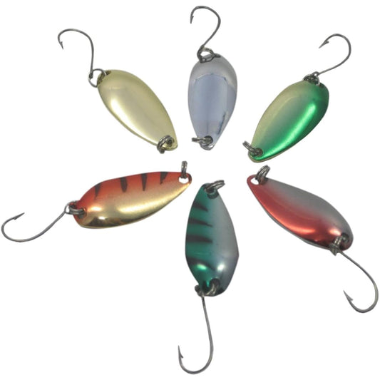 (Aideaz) Colorful 6 Types Spoon Lure 3g Choose Safe Set Mountain Stream Fishing Trout (10 Sets 60 Pieces)
