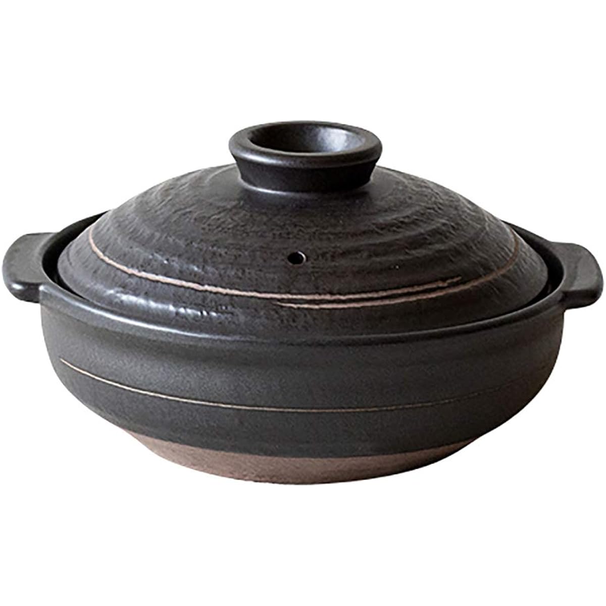 Saji Pottery Black 2400ml Banko Ware Daikoku Kakiotoshi No. 9 Earthen Pot For 4-5 People 12-953