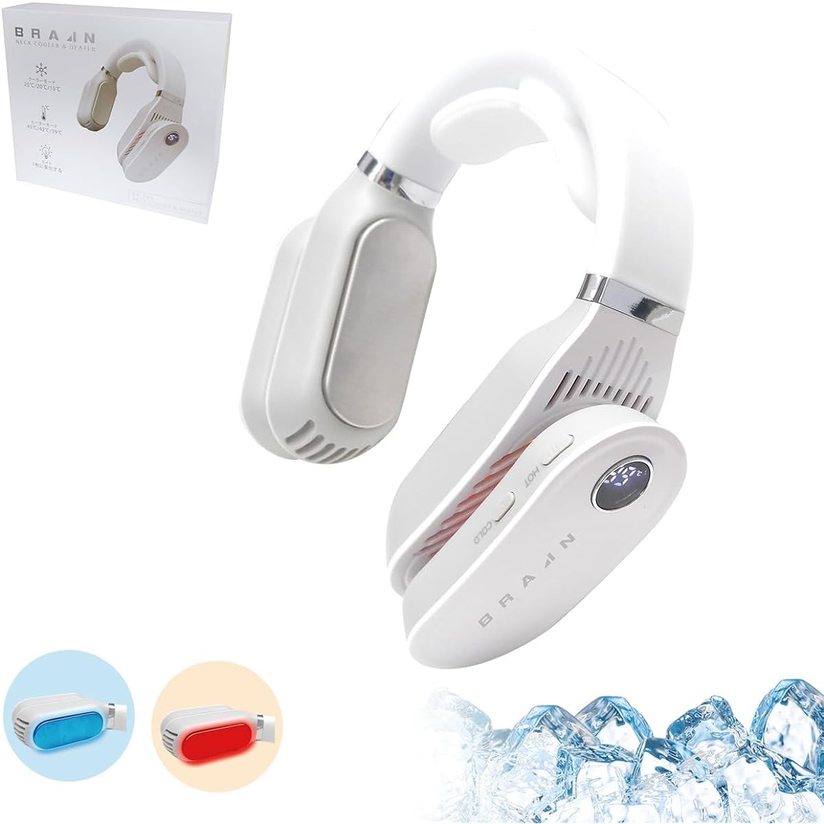 BR-781 Neck Cooler & Heater (Rechargeable) (White) Cooling from the neck Neck cooler Cooling plate Heat protection Cooling goods Heatstroke prevention Neck cooler Gardening Cool Cool Brain…
