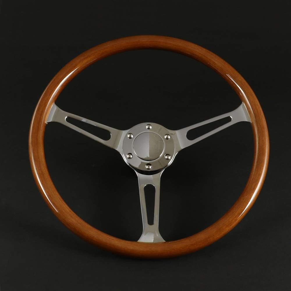 Deporacing Steering Wood Steering 37.5Φ Wood & Polish Classic Type Large Diameter 38φ37.5cm [N375W]