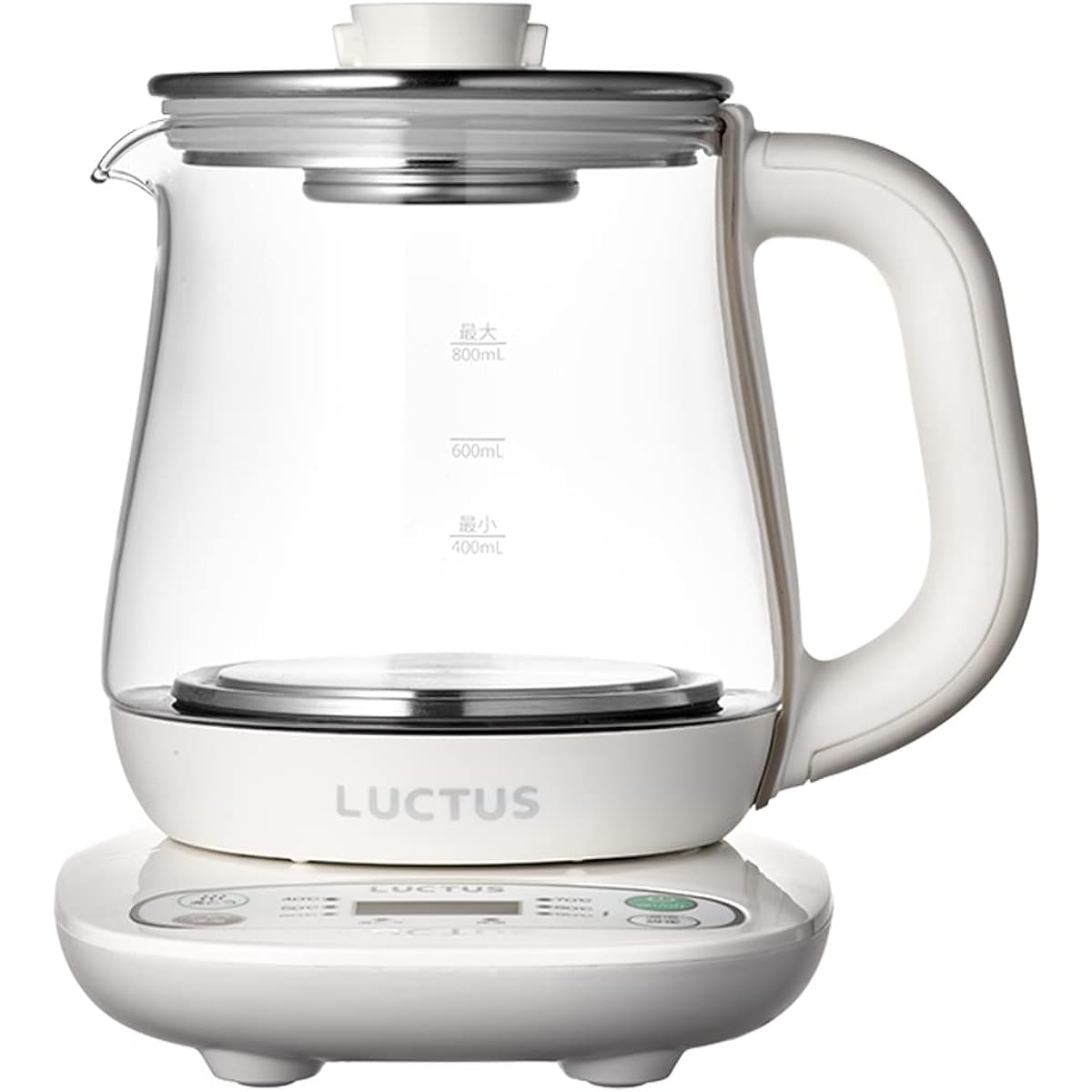 LALALUCTUS Cook Kettle, 800ml, 6 Temperature Adjustment Levels, Insulation Function, Glass Kettle, Hot Water Bath, Urn Type Container Pot, Comes with Tea Strainer SE6300