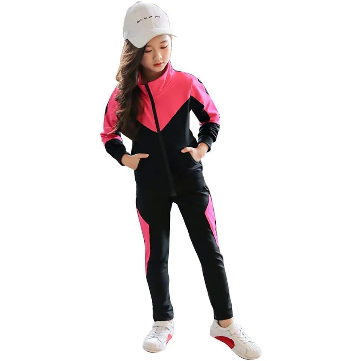 [ANGELCITY] Children's Clothing, Girls' Jersey, Top and Bottom Set, 2-Piece Set, Simple, Athletic Wear, Physical Education, Girls, Stylish, Kids Sweatshirts, Long Sleeve Sportswear A1540