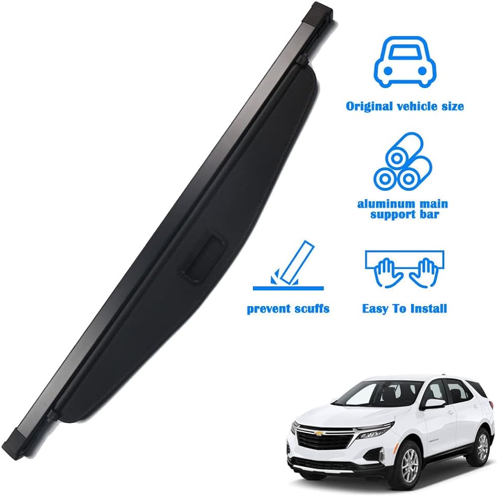 Marretooo Chevrolet Equinox GMC Telein Cargo Cover 2018 2019 2019 2020 2022 2023 Chevrolet Equinox Accessory Black Accessory Trunk Cover Security Seal Shade Shade