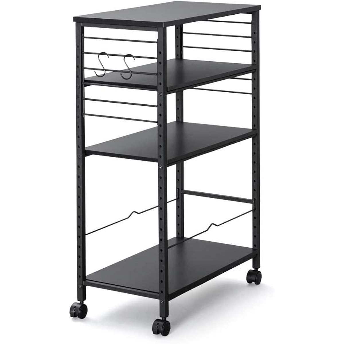 Iris Ohyama Desk Side Wagon, 25 Shelves, with Casters, 2 S-Hooks, Water Resistant, Width 32 x Depth 59.4 x Height 90 cm, DSW-600 Black