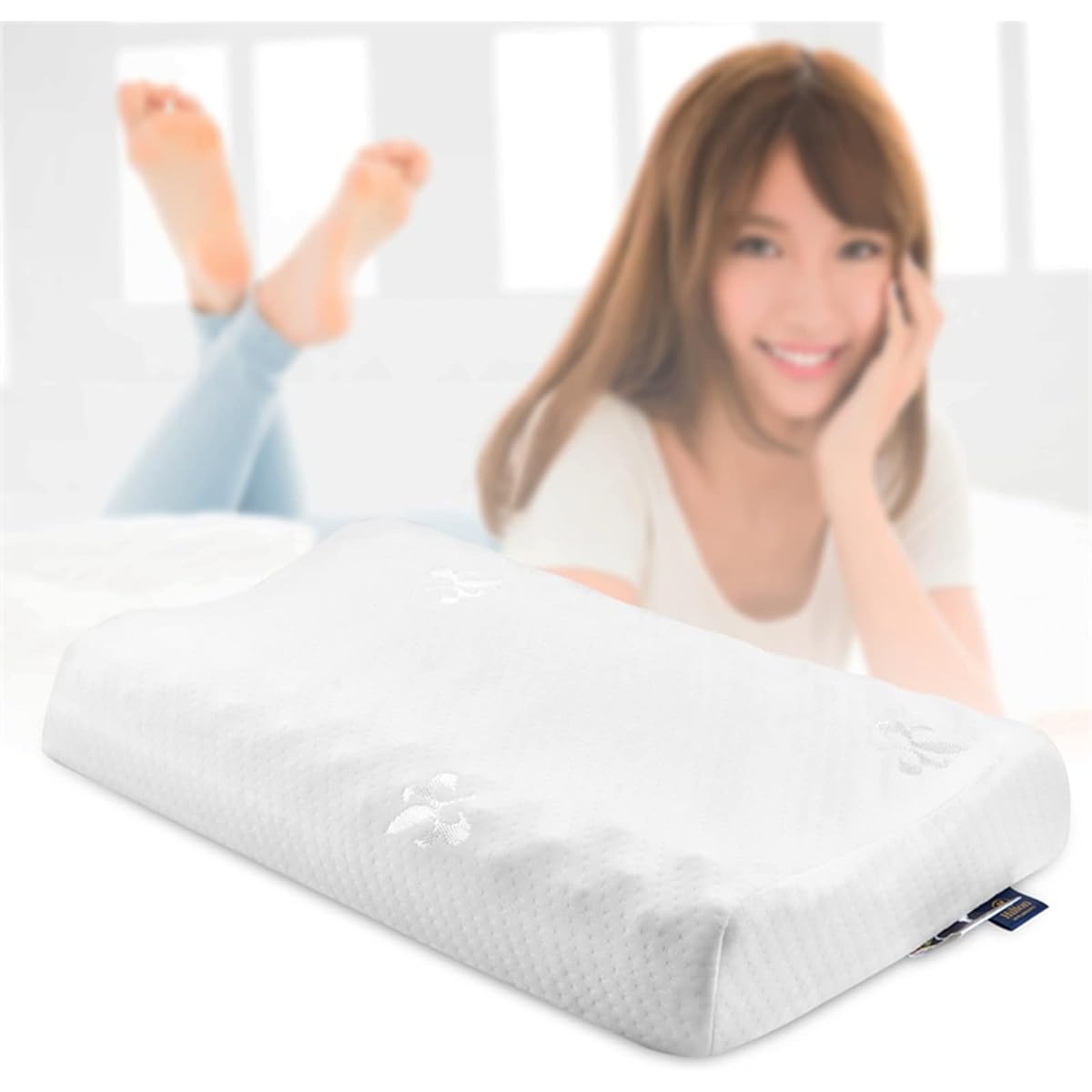 2024 "New Ergonomic Design to Relieve Shoulder Stiffness" A plump memory foam pillow that supports your head and doesn't sink too much. Different rebounds on both sides for back and sideways. High rebound. Comes with a pillow cover (55 x 35 x 5/11 cm).