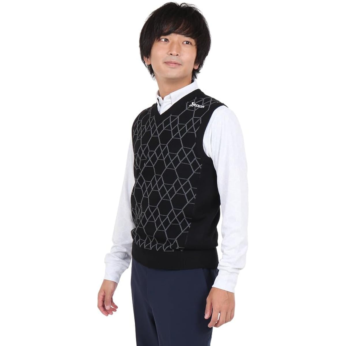 [SRIXON] V-Neck Knit Vest Geometric Pattern Gradient Golf RGMWJL80 Men's