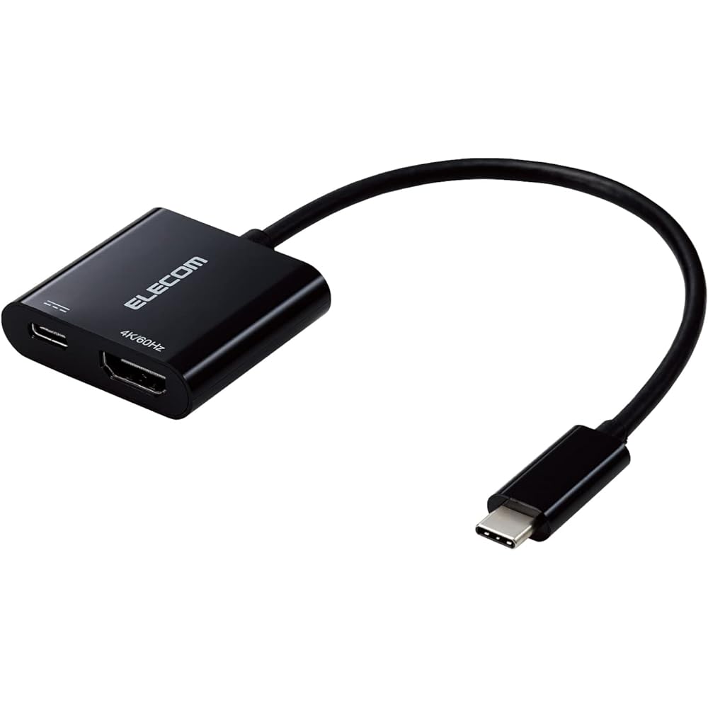 ELECOM USB-C HDMI Converter (USB C to HDMI 60Hz Conversion Adapter) Compatible with Mirroring, Includes Power Supply Port, Power Delivery Compatible, 0.15m [Verified Compatibility with iPhone 15] Black MPA-CHDMIPD015B