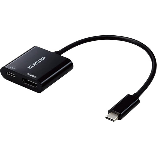 ELECOM USB-C HDMI Converter (USB C to HDMI 60Hz Conversion Adapter) Compatible with Mirroring, Includes Power Supply Port, Power Delivery Compatible, 0.15m [Verified Compatibility with iPhone 15] Black MPA-CHDMIPD015B