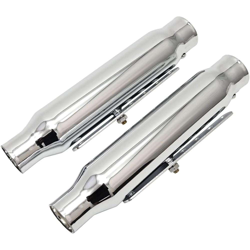 Drag Star 400 SR400 Vulcan Shadow American Short Slip-on Muffler Silver Set of 2 Motorcycle Parts Custom Parts