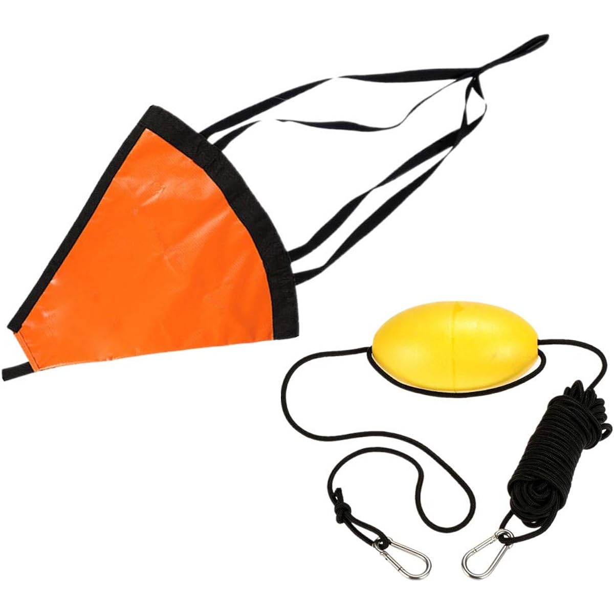 30ft Kayak Tow Rope Line Buoy Ball Float Leash Sea Brake System + PVC Sea Anchor Rogue Sailing Drifting Brake Drift Sock Suit for 12-14ft/14-16ft Marine Boat Yacht Kayak