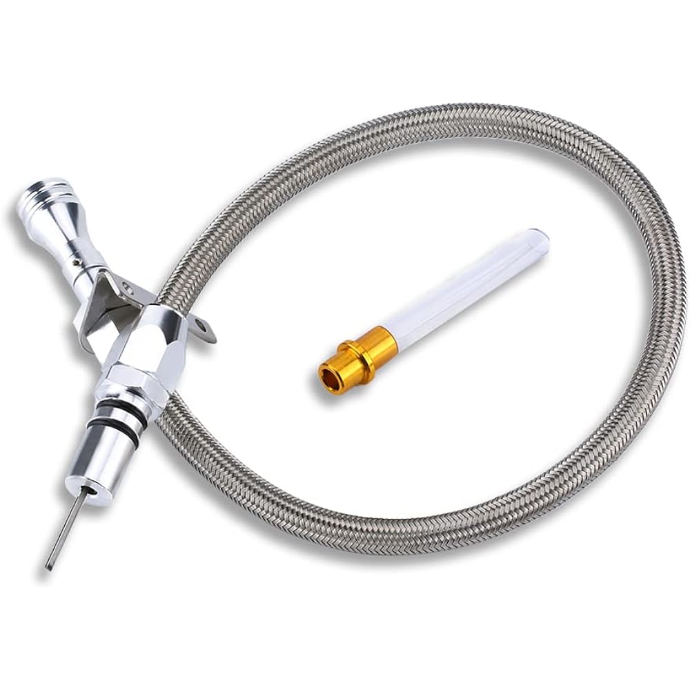 DEMOTOR PERFORMANCE 530mm Flexible Stainless Transmission Oil Dipstick for Chevrolet GM 700R4 SBC BBC Silver