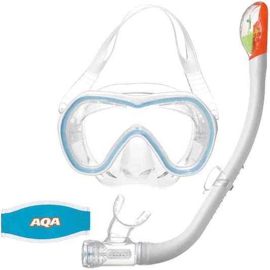 AQA Marine Sports Mask & Snorkel 2-piece Set Unisex Type Orca Soft & Sammy Dry Special Silicone KZ-9001