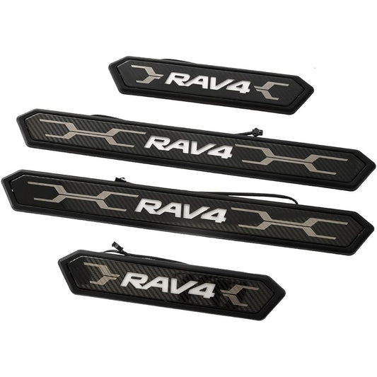 Tokutoyo RAV4 50 Series Blue LED Scuff Plate Side Step Cart Accessories Custom Parts Interior Hybrid Adventure 12V 4 Pieces (Tokutoyo)