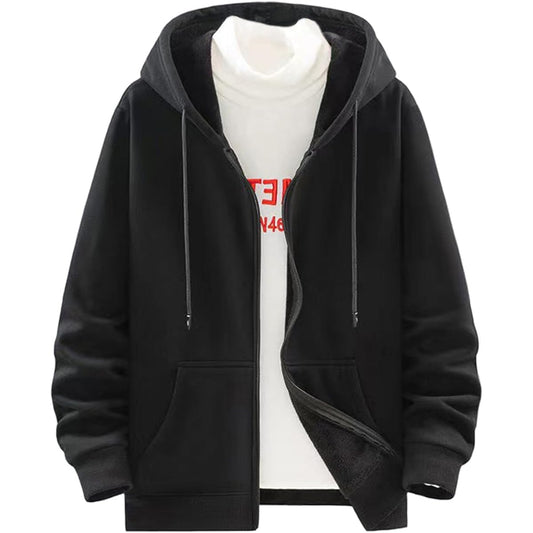 [ODFMCE] Men's Parka, Long Sleeve, Spring, Zip Up, Plain, Loose, Brushed Lining, Hooded, Stylish, Large Size