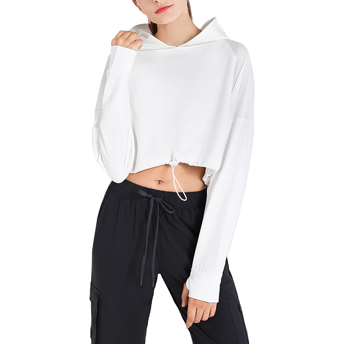 [VEROMAN] Sportswear Women's Long Sleeve Parka Cropped Length Mesh Gym Fitness ppi-lse10