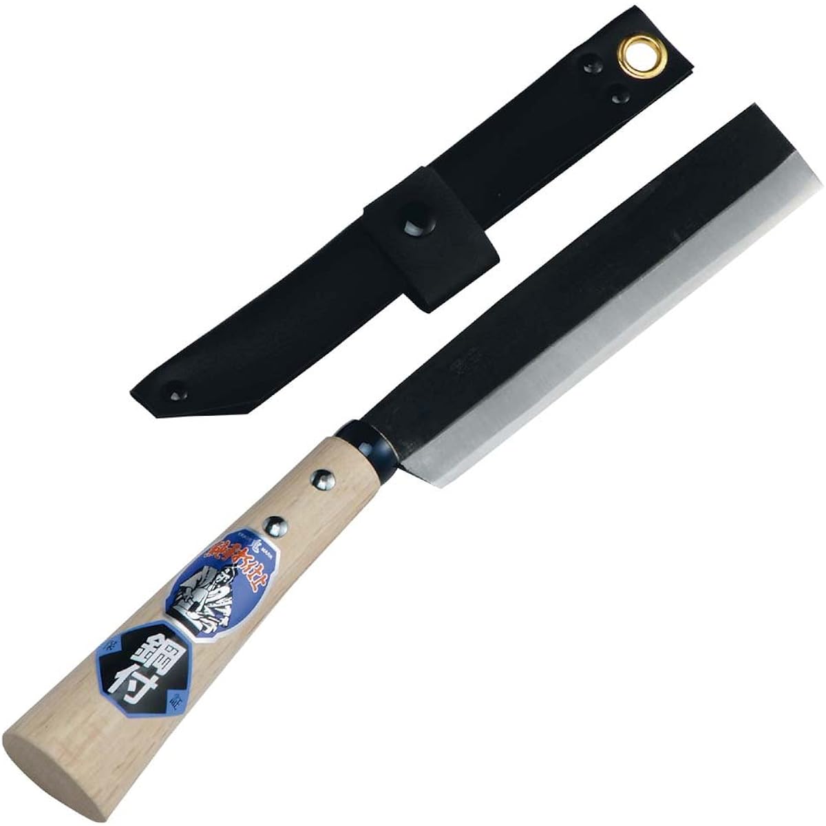 Bamboo splitting machete double-edged with hand-hammered steel case 07045