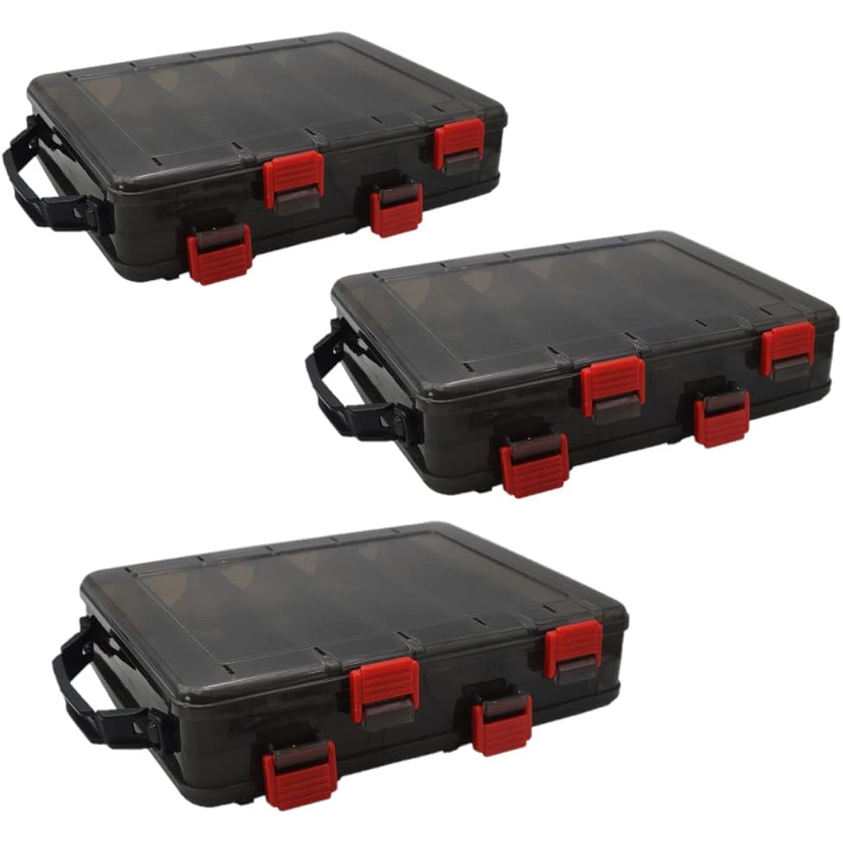 [RioSole] Tackle Box Fishing Lure Worm Minnow Storage Box Tackle Case Large Capacity Set of 3