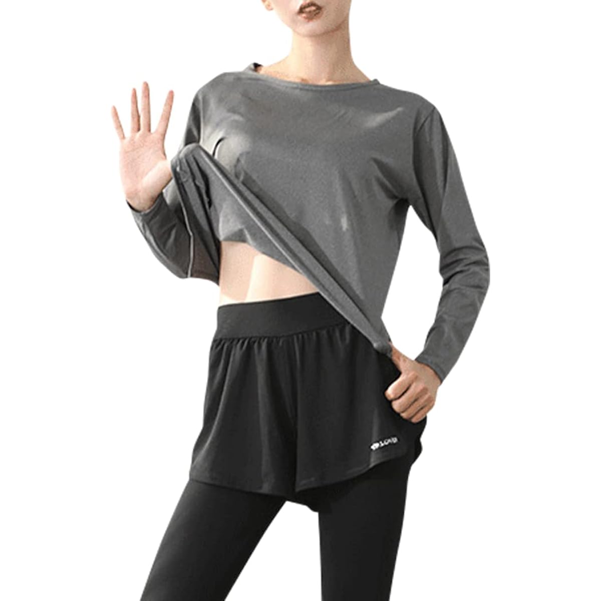 [DAYCLOSET] Women's Yoga Wear, Top and Bottom Set, Long Sleeve Tops, Leggings, Quick Drying, Stretchy, Thin yoga109