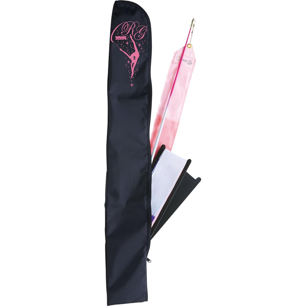 SASAKI Rhythmic Gymnastics Equipment Case R.G. Girl Ribbon Stick Case Black x Luminous Pink AC-52