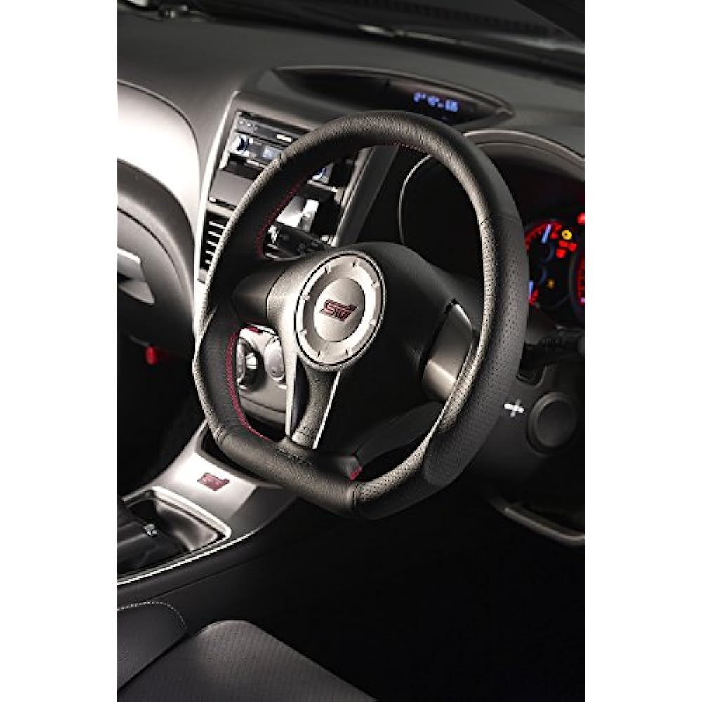DAMD Subaru Steering SS358-D(L) Black Leather x Red Stitch [SS358DL1]