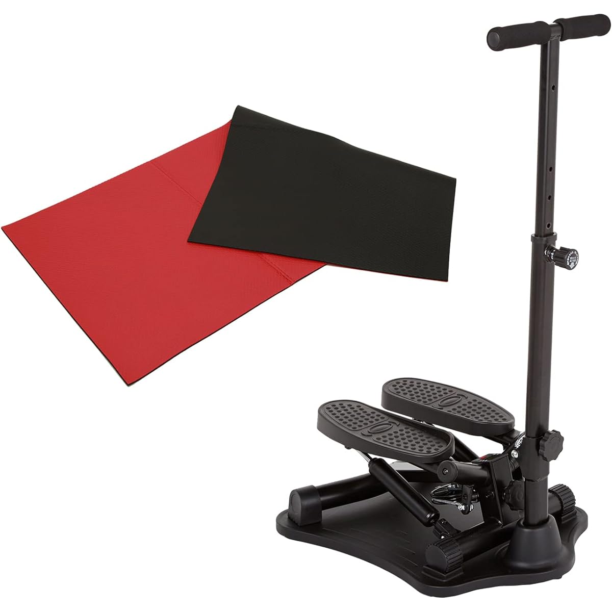ShopJapan NICEAM04 Health Stepper Nice Day + Support Mat Set (Black) [1 Year Manufacturer Warranty] Stepping Stool, Exercise, Indoor Exercise, Aerobic Exercise, Height Adjustment, Step Counter Included