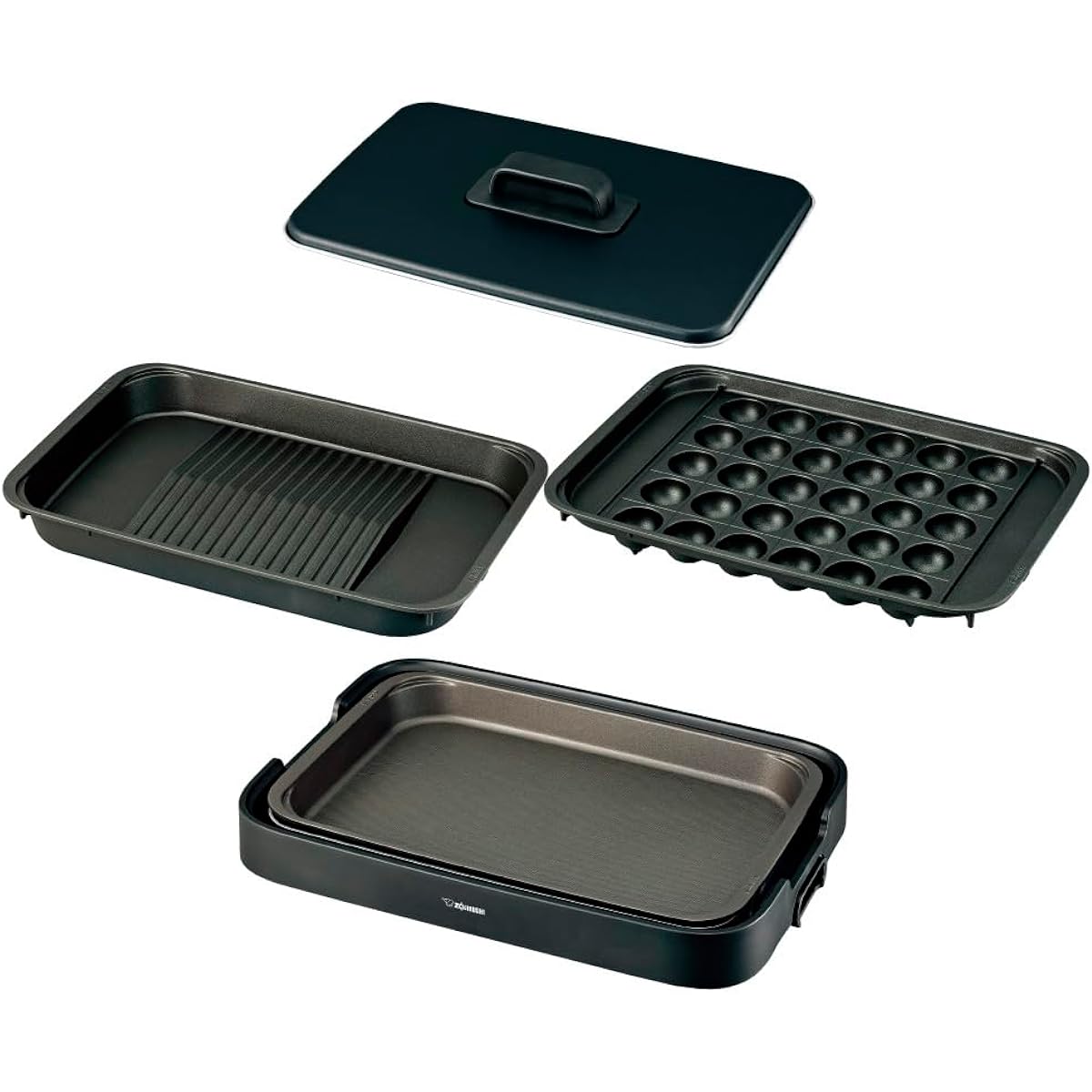 Zojirushi Mahobin (ZOJIRUSHI) Hot Plate Yakiyaki 3 Piece Type Compact Deep Plate Yakiniku Plate Takoyaki Plate Black EA-KK30AM-BA