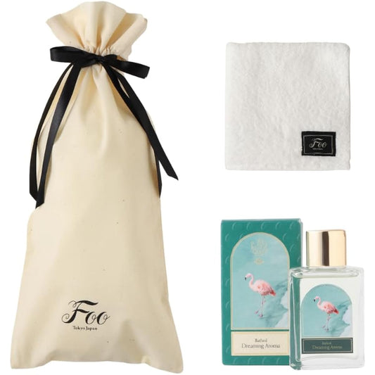 Foo Tokyo Mini Hand Towel & Bath Oil 1 Gift Set (Drawstring Included) Dreaming Aroma (Citrus Scent)