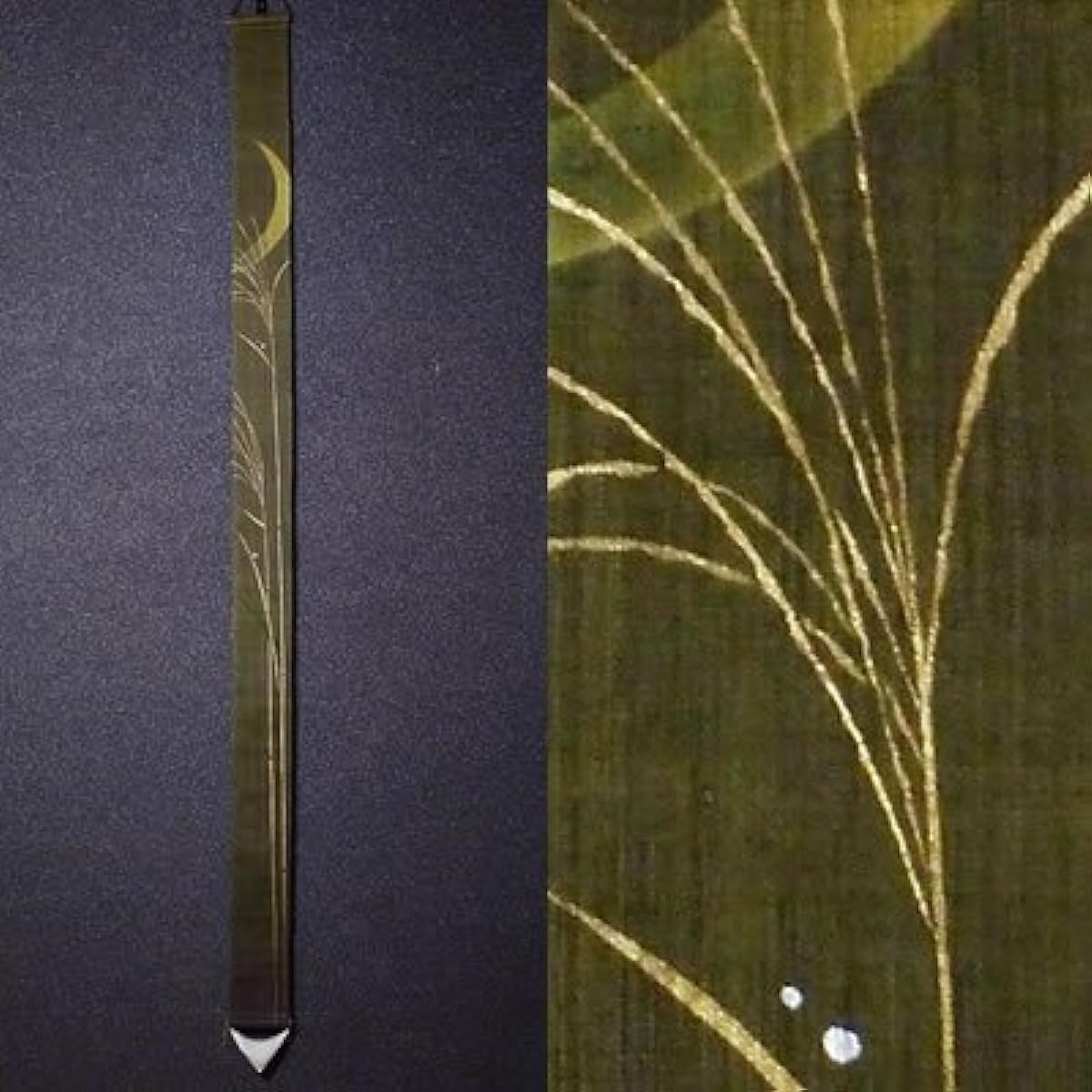 Linen tapestry "Susuki on a Moonlit Night" (hanging scroll, Japanese-style tapestry) [Moon/Susuki/Autumn]