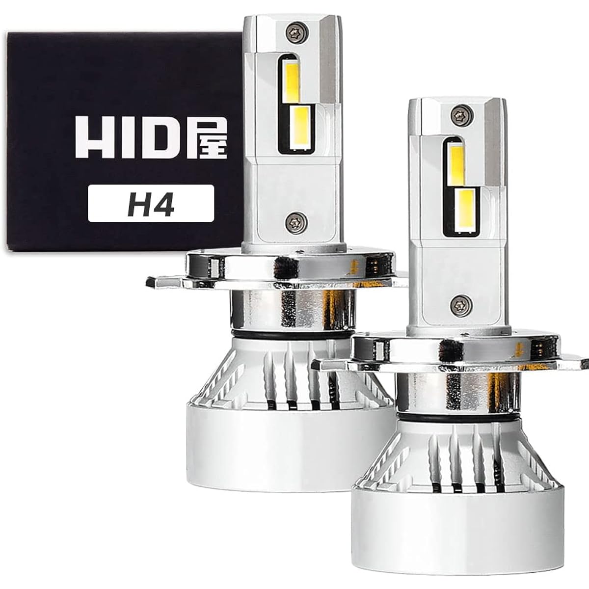 HID-YA H4 17880lm LED Headlight, Brightness More Than Lumen! Hi/Lo Switching, Explosive Light, White, Vehicle Inspection Compatible, 12 V, 24 V, Set of 2, M Series
