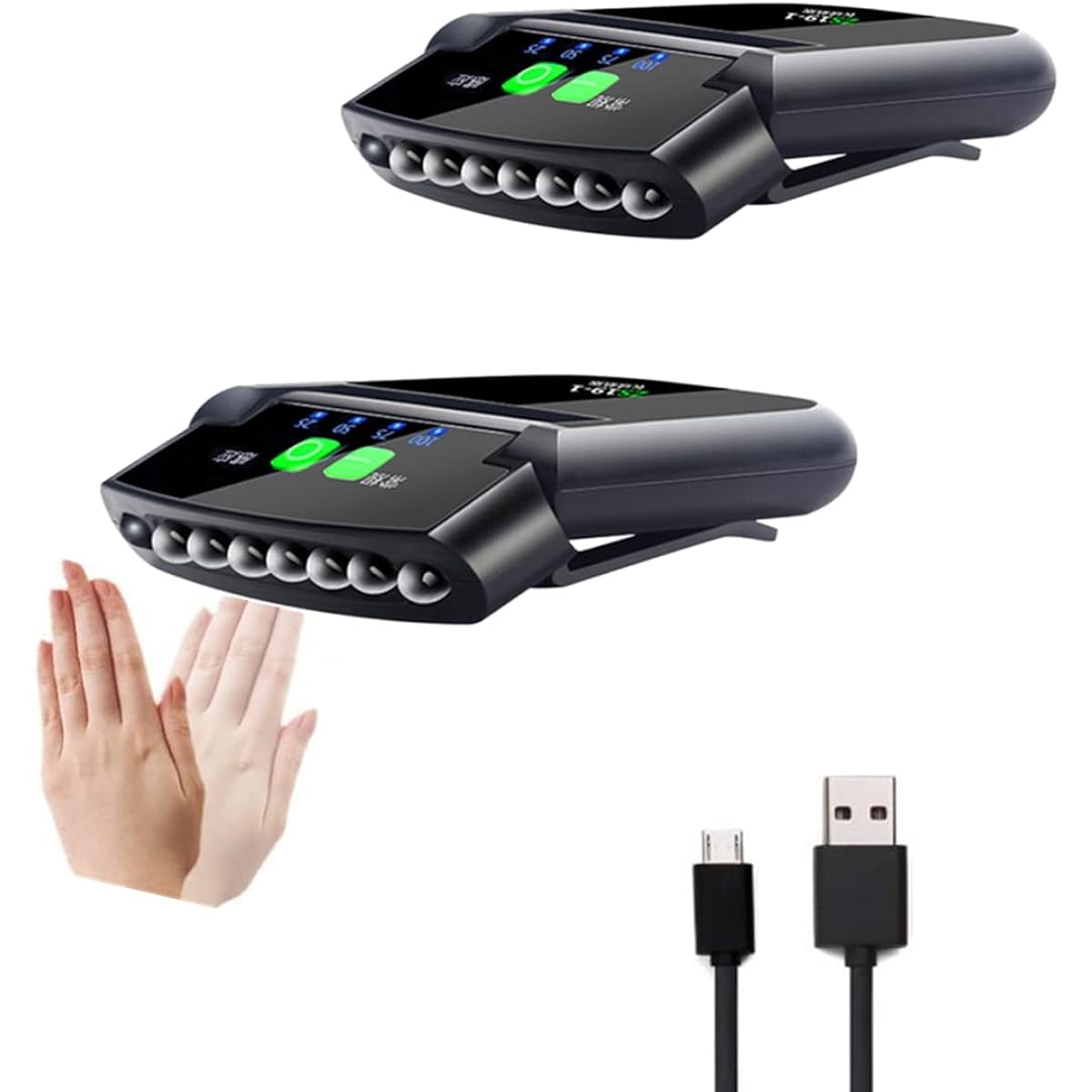 NEX&CO Rechargeable Cap Light Hat Light Clip Set of 2 LED Head Light Cap Light Motion Sensor Bright 200 Lumens USB Charging Angle Adjustment Battery Indicator Portable Lightweight Waterproof Fishing Light for Walking Running Jogging