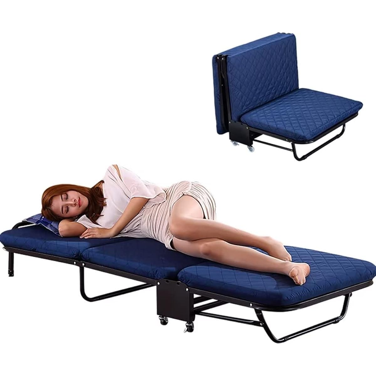 Folding Bed, Single, Folding Bed, Easy to Assemble, Folding Bed, Storage, Sturdy, Comes with Mattress, Durable, Breathable, Nursing Bed, with Handle, Simple Bed, Height 180cm x Width 70cm, For Napping, For Guests, Folding Bed, Living Alone
