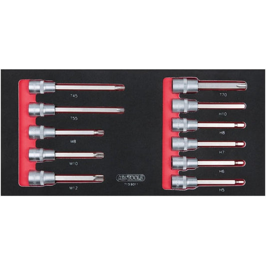 KS TOOLS SCS 1/2'' Bit socket set 11 pcs 1/3 system insert 713.9011