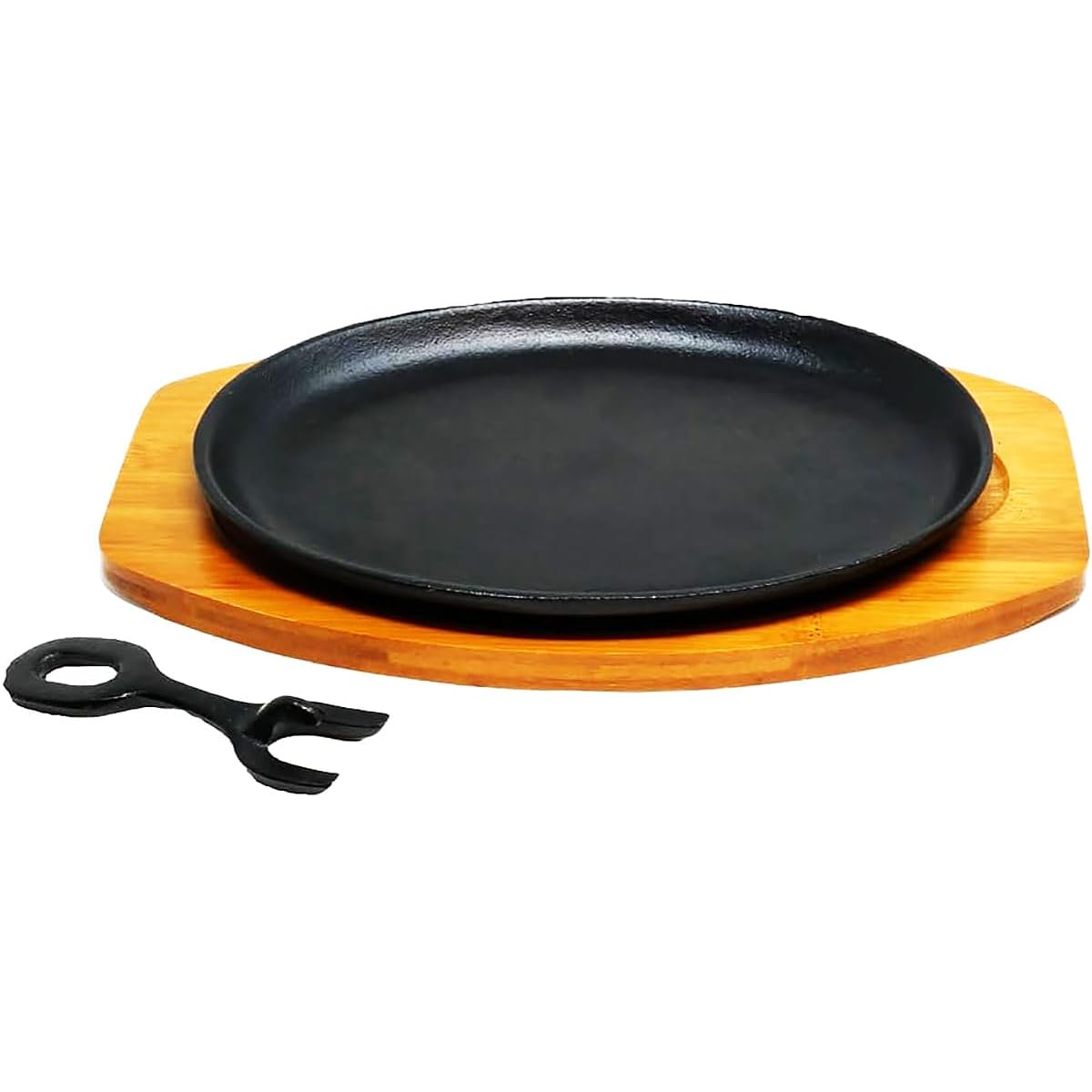 Steak Meat Plate Set of 2 with Handle, Iron Cast Iron Plate, Compatible with Gas IH Grill, Professional Specification, Great for Yakiniku, Steak, Pasta, Yakisoba, etc. Highly retains heat and does not cool easily
