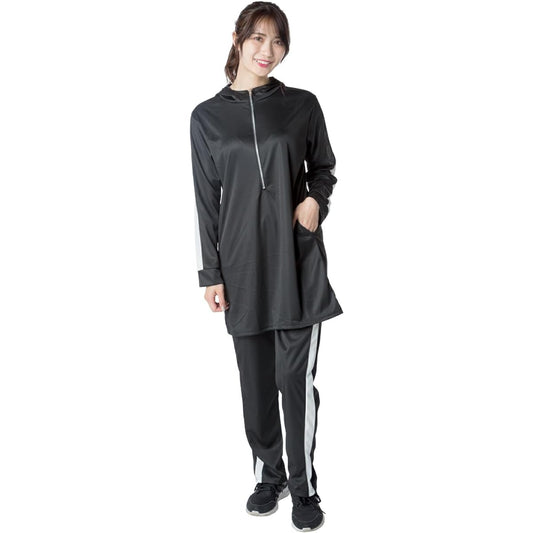 [Y's factory] Wise Factory Setup Top and Bottom Set Sporty Room Wear Jersey Women's Sports Casual Long Sleeve Parka Pants Hooded