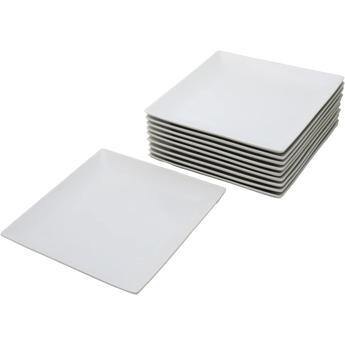[Commercial use set] Durable tableware that is repeatedly purchased by chefs at prosperous restaurants, square plates, white, 21cm, set of 10