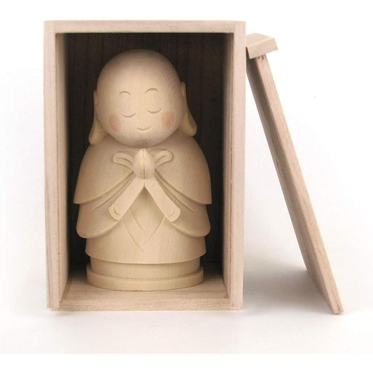 Kurita's special Buddha statue [Bodhisattva] Jizo (total height 15 cm, width 9.5 cm, depth 7.5 cm) Comes with a domestic paulownia box High-quality wood carving made of cypress wood 13844