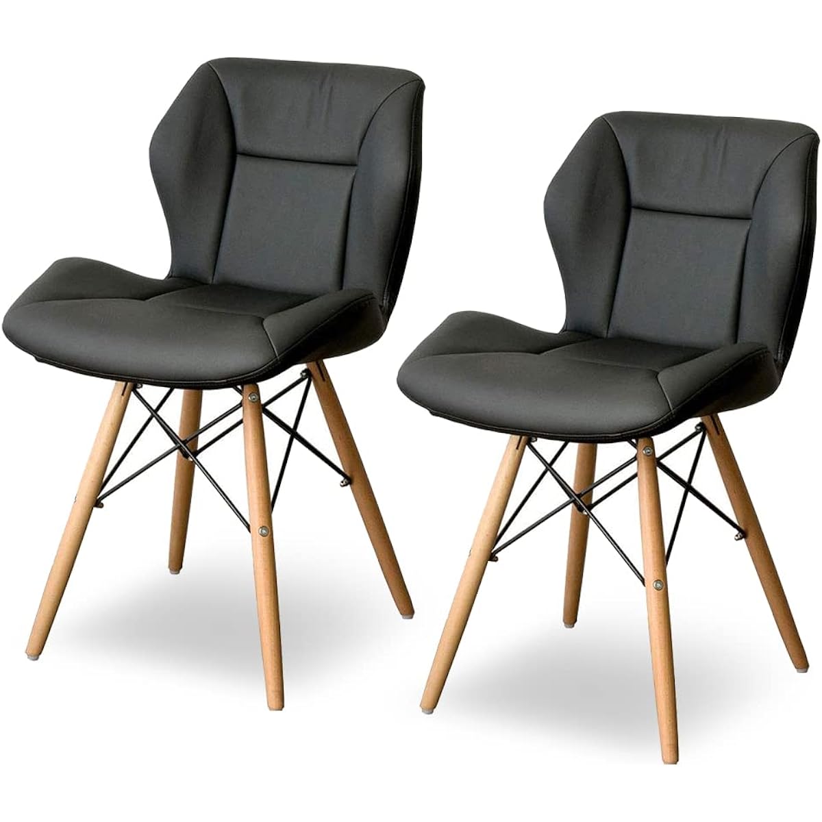[Set of 2] Iris Plaza Dining Chair Stylish Black DDC2S-75 Width 47.5 x Depth 52.5 x Height 75.5 cm Seat Height 47
