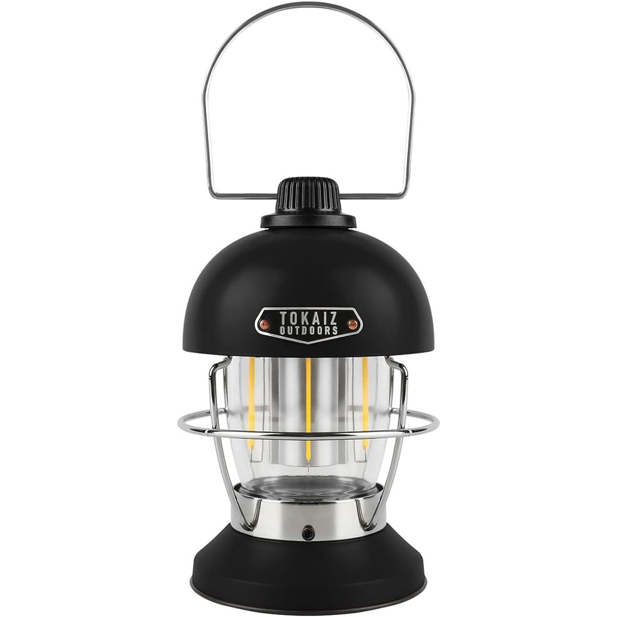 TOKAIZ LED Lantern Rechargeable Stylish Lamp Camping Light Hanging Outdoor Interior Bright Table Lamp (B-Black)