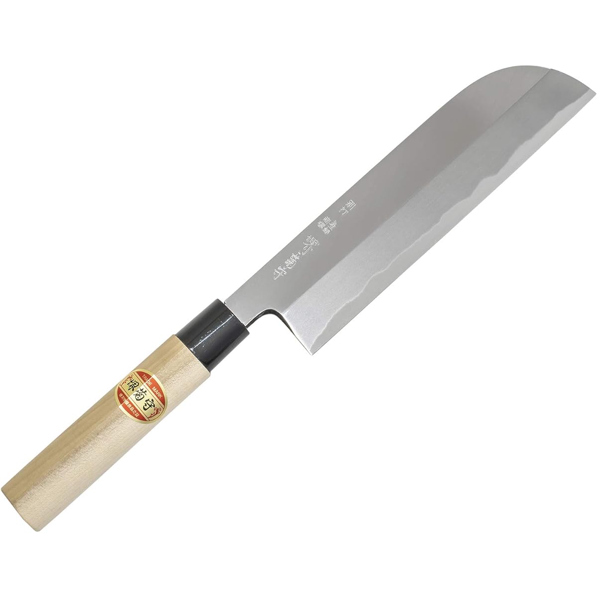 Sakai Kikumori Nakiri knife, silver, blade length: approx. 18cm, separately hammered, sickle-shaped thin blade, PC pattern C-418