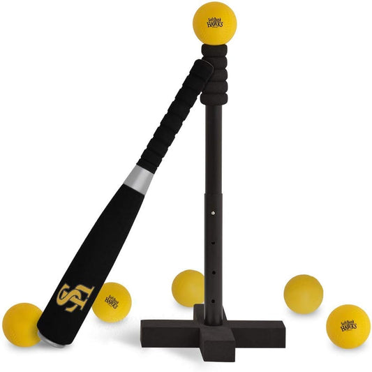 Fukuoka SoftBank Hawks x GP Baseball Kids Batting Set Bat + Tee + 6 Soft Balls Included Tee Height Adjustable 44329