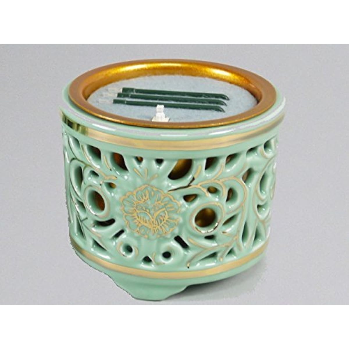 Safe electronic incense stick without using fire, Buddhist altar item LED electronic incense stick, Sun Yasuragi, lying incense stick type, openwork incense burner with difference, 3.0 cm (for east)